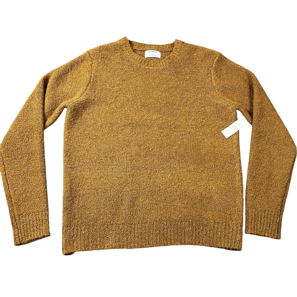 NWT Old Navy Women's Medium Boucle Wool Blend Sweater Crew Neck L/S Mustard